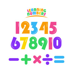 Learning Numbers Set for Kids Vector Template Design Illustration