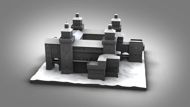 Estense castle - rotation loop - 3D animation model