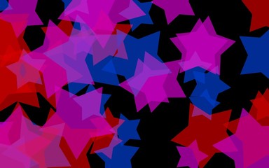 Obraz premium Multicolored translucent stars on a dark background. Orange tones. 3D illustration