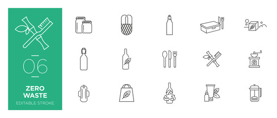 Set of Zero waste line icons - Modern icons	