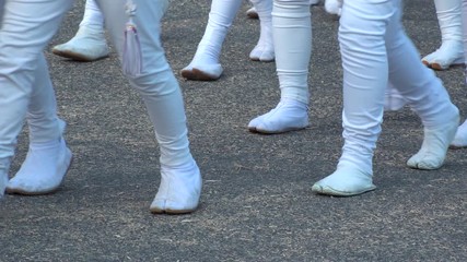 KISHIWADA, OSAKA, JAPAN - 15 SEPTEMBER 2019 : Crowd of people at DANJIRI MATSURI (Festival). “Danjiri” are the large wooden floats, or portable shrines, that are pulled around. Slow motion shot.