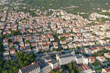Aerial view of city on Mediterranean sea