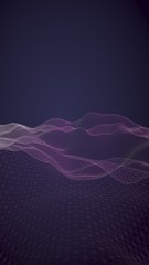 Abstract landscape on a blue background. Cyberspace grid. hi tech network. 3d technology illustration. 3D illustration