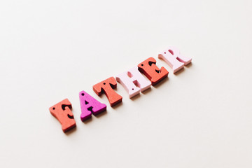 Colorful wooden letters, FATHER lettering