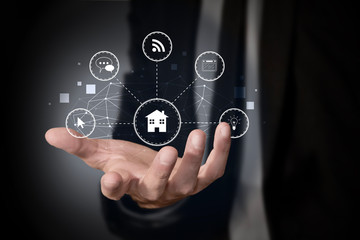 mano, palmo, applicazione, internet, connessione, 