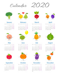 Fruit and vegetables calendar 2020