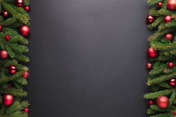 Christmas or New Year dark background with border