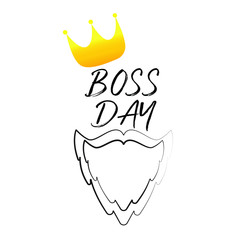 Vector hand drawn, greeting card, Happy Boss Day