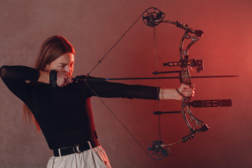 Archer woman with bow and arrow