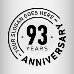 93 years anniversary logo template. Ninety-three years celebrating logotype. Vector and illustration.
