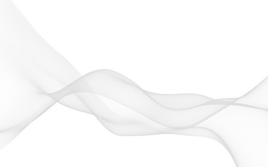 White abstract background. Fluttering white scarf. Waving on wind white fabric. 3D illustration