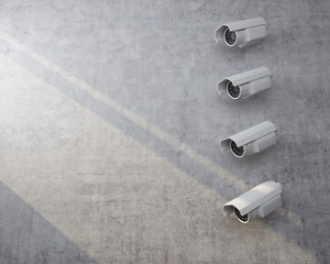 four wall surveillance camera with sunlight