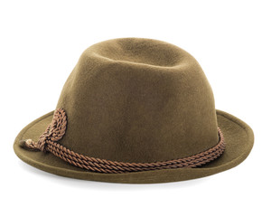 Green fedora hat isolated on white background with clipping path.