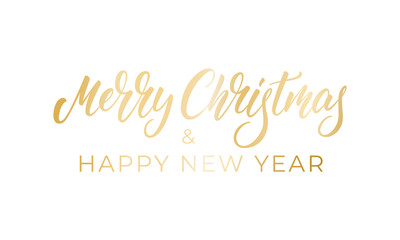 Merry Christmas and Happy New Year. Calligraphy lettering badge design for winter Xmas and New Year