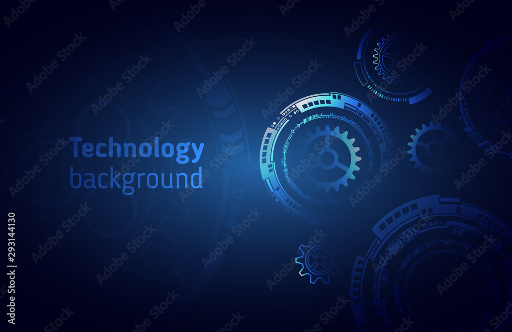 Poster hi-tech digital technology concept. illustration high computer technology on blue background. abstra