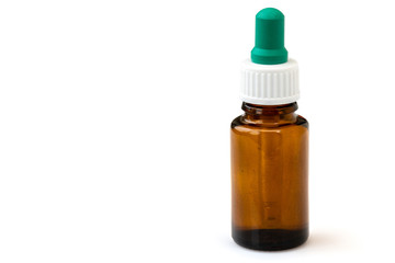 Brown glass bottle with medicine or essential oil
