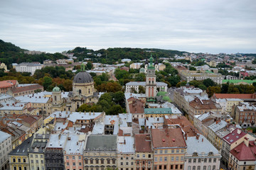 Fototapeta premium aerial view of Lviv Ukraine 