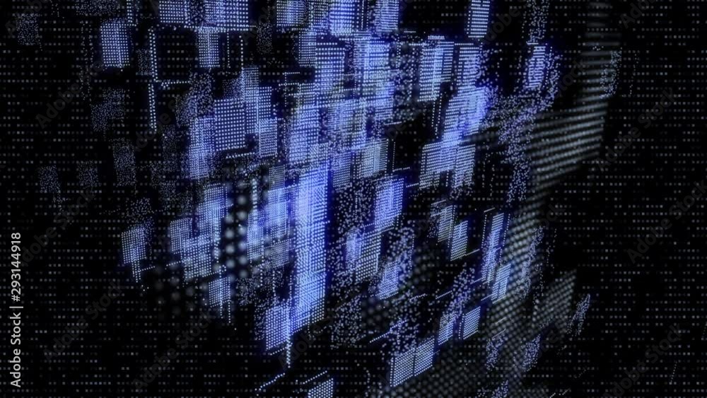 Poster futuristic 3d footage virtual reality hologram rendering network communication concept. 4k motion gr