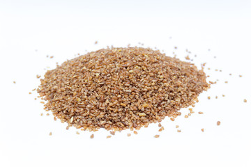 Bulgur. Durum wheat. Healthy lifestyle concept. Isolated on a white background.