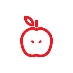 Green apple - cut fruit, -  vector, illustration