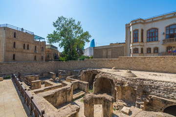 Ruins of bath house in Shirvanshahs Palace, Baku city