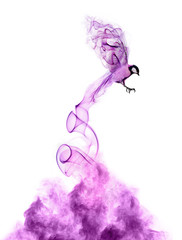 Fototapeta premium flying abstract bird from lilac smoke cloud