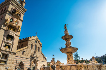 Fototapeta na wymiar MESSINA, ITALY- January 20, 2019: Messina Cathedral is a Roman Catholic cathedral located in Messina, Italy