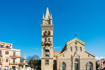 Fototapeta premium MESSINA, ITALY- January 20, 2019: Messina Cathedral is a Roman Catholic cathedral located in Messina, Italy