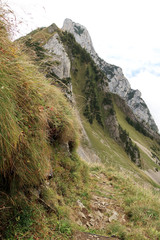 Great hiking spot at Saxer Lücke in Switzerland. The most beautiful place near Hoher Kasten. Appenzell