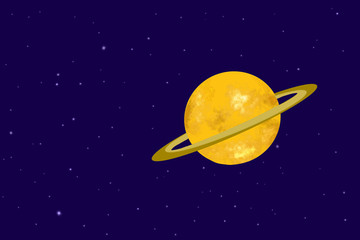 Fototapeta na wymiar Shiny Saturn illustration on orbit in the solar system with its beautiful ring