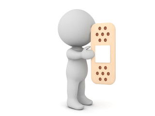 3D Character holding a bandage