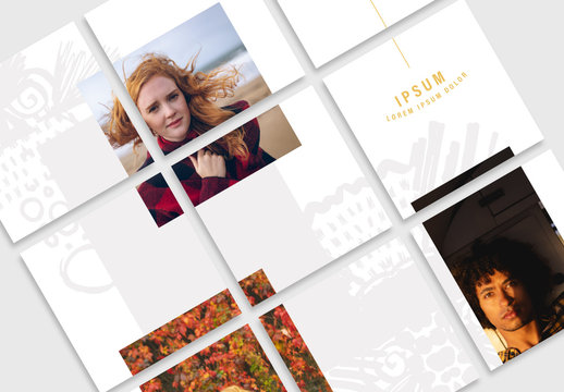 Gray Social Media Grid with Yellow Accents