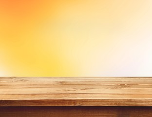 Empty wooden table on light  gradient background