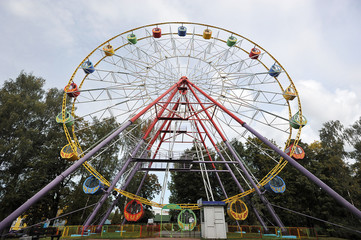 Ferris wheel in Babushkin amusement Park in St. Petersburg