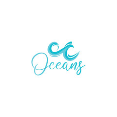 Oceans lgo design inspiration. Wave symbol. Template