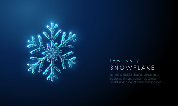 Abstract snowflake. Low poly style design. Abstract geometric background