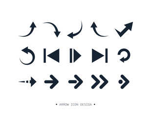 Set of Arrow icon. Conllection of different arrows sign. Black vector arrows. Isolated.