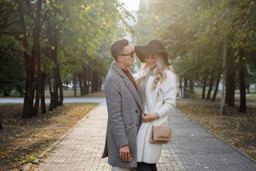 Beautiful young couple in a park.