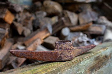 A rustic looking pick axe head