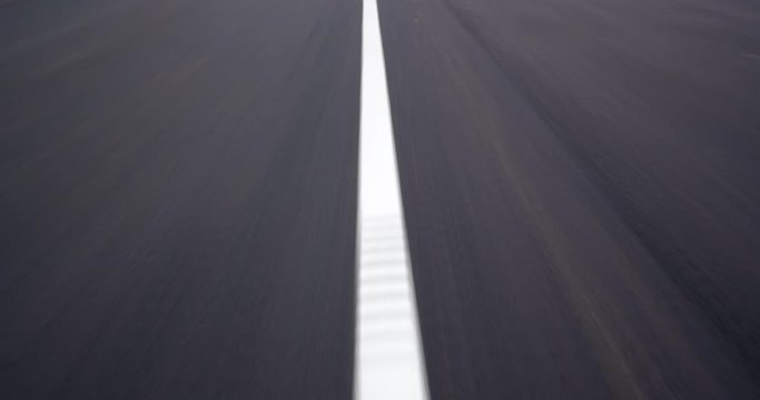 4K - Road markings. Fast driving