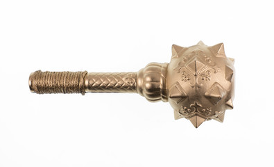 Golden Combat Mace Isolated On White Background