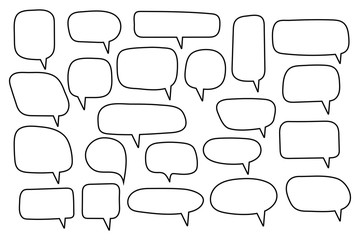 Fototapeta premium Vector bubbles speech set. hand-drawn bubbles speech set doodle style.