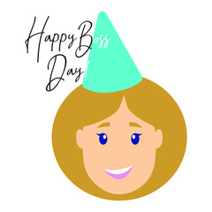 Happy boss day, celebrating card, illustration