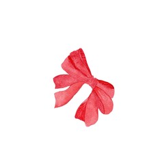 watercolor hand drawn red ribbon isolated on white background