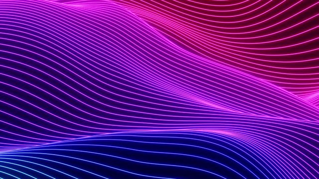 Looped animation. Abstract colorful wavy background in bright rainbow colors. Modern colorful wallpaper. 3d rendering.
