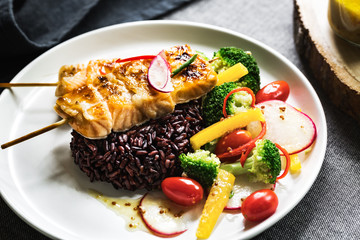 Salmon Teriyaki with Thai Riceberry and Salad