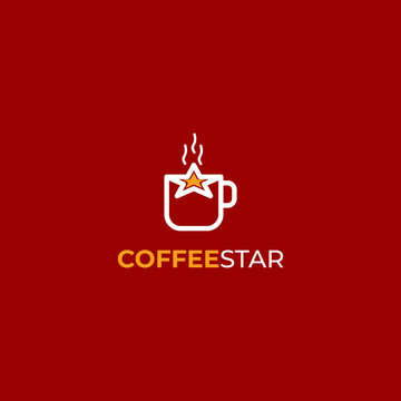 Coffee cup with star shape logo design
