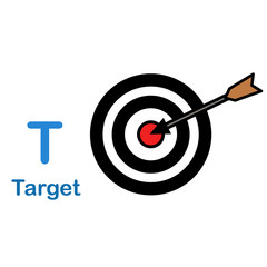 Alphabet Letter T-Target vector illustration