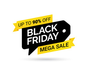 Sale tag. Mega Sale. Black Friday. Design element for sale banners, posters, cards. Special offer on Black Friday. Vector illustration eps 10