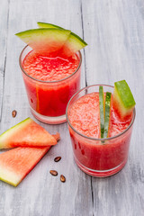Fresh juice of watermelon, smoothie, cocktail. Sweet summer dessert healthy food concept
